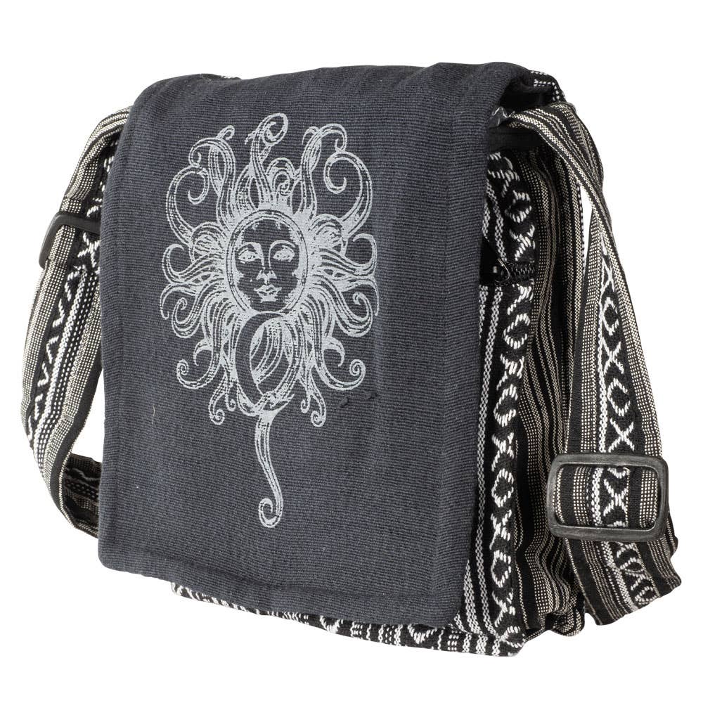 Black Sun & Moon Crossbody With Flap Closure