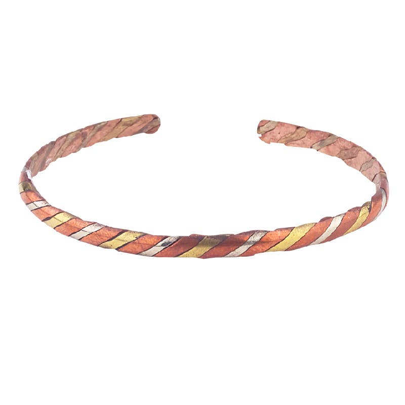 Elemental Flow Cuff™ – Tri‑Metal Spiral Bracelet