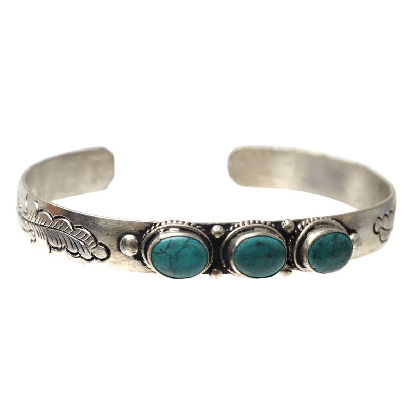 Triple Turquoise Cuff Bracelet™ – Adjustable Metal Band