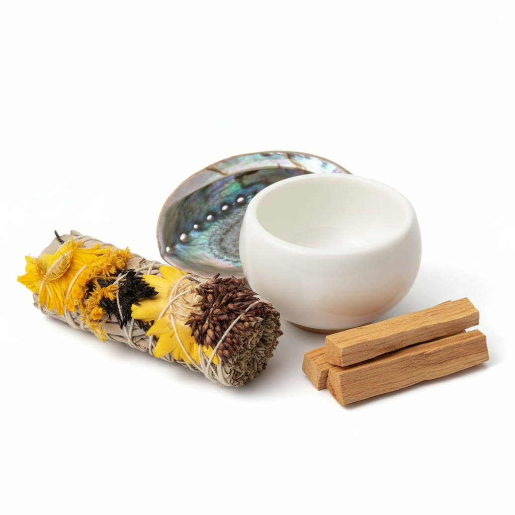 White Sage + Clarity Floral Bundle – 4" Cleansing Ritual Stick