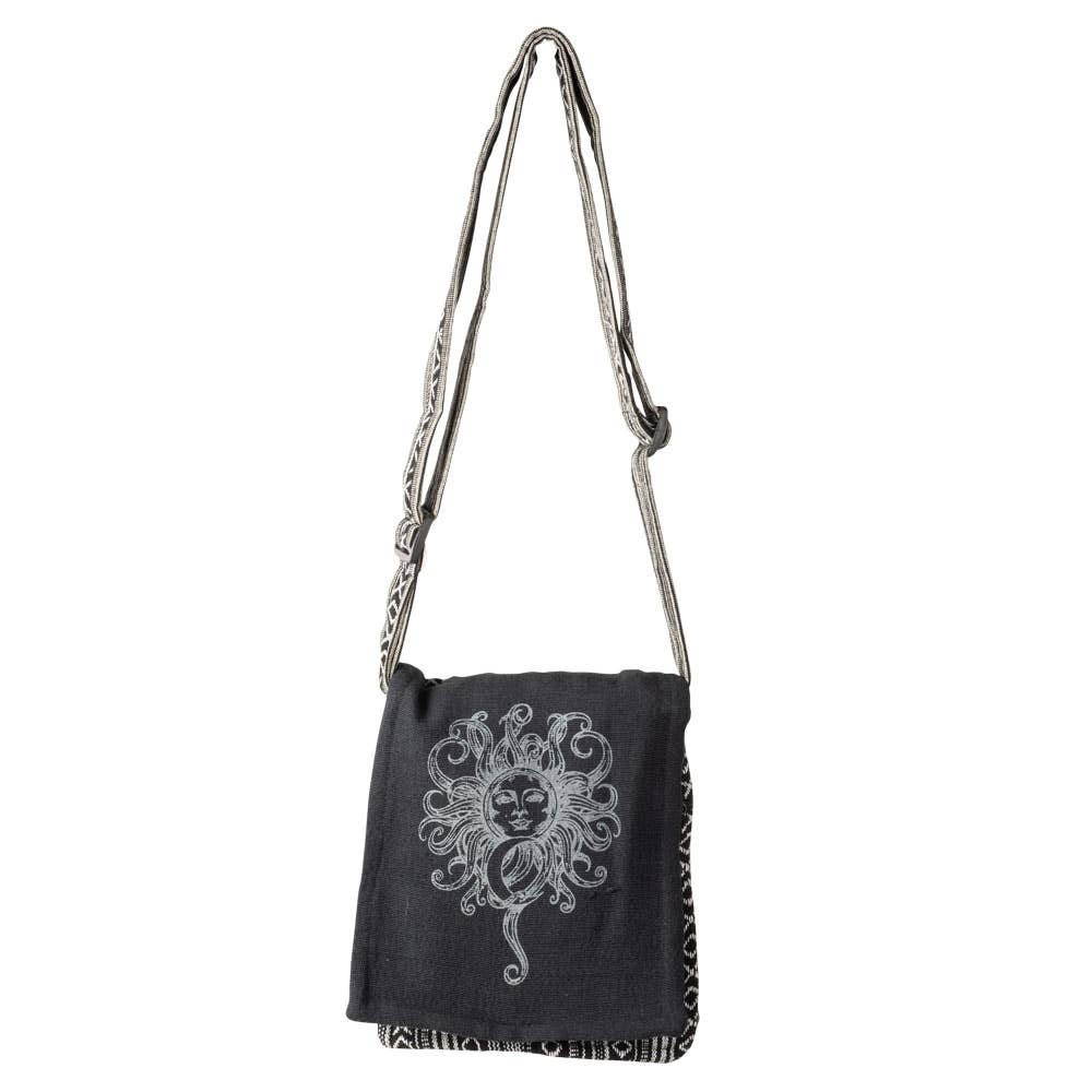 Black Sun & Moon Crossbody With Flap Closure