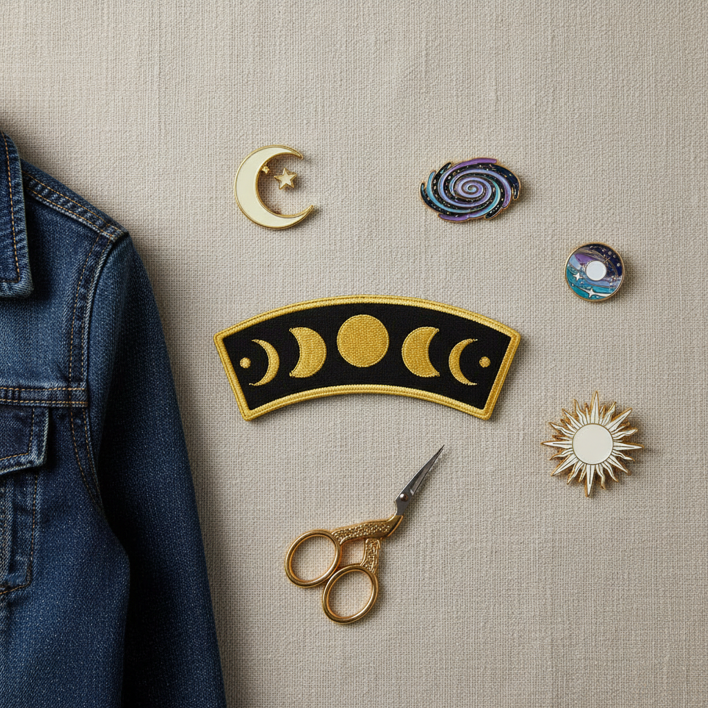 MOON PHASES WOVEN PATCH