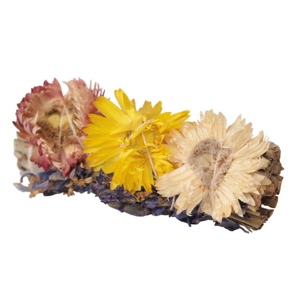 White Sage + Courage Floral Bundle – 4" Cleansing Ritual Stick