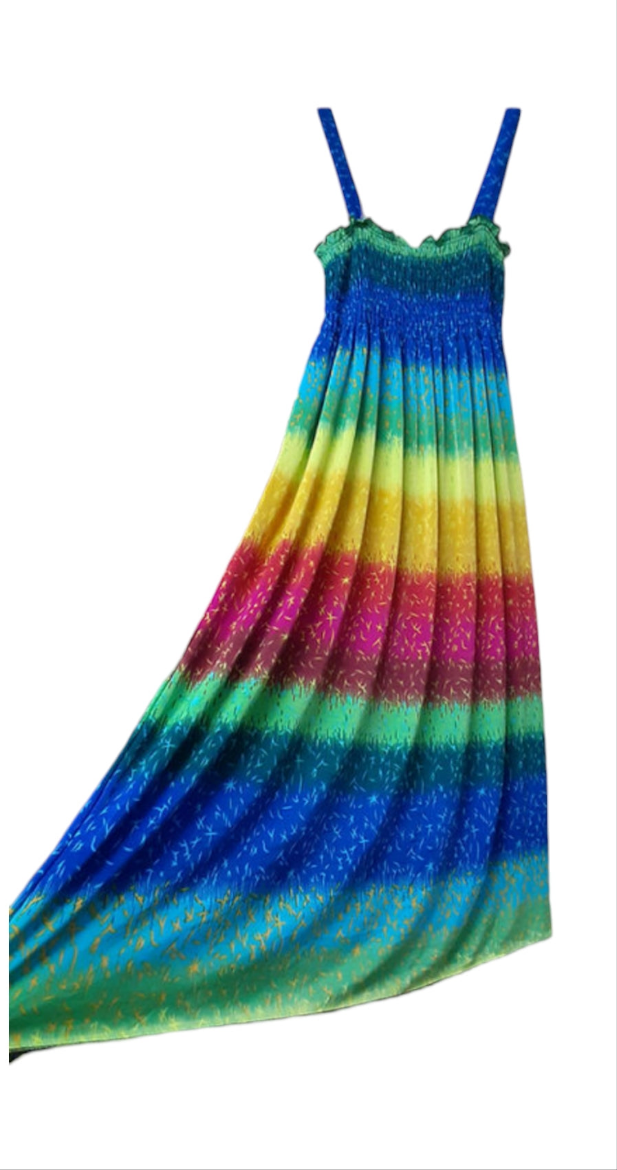 Rainbow Radiance Smocked Mini Dress