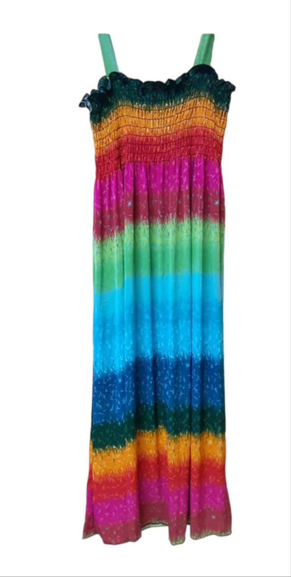 Rainbow Radiance Smocked Mini Dress