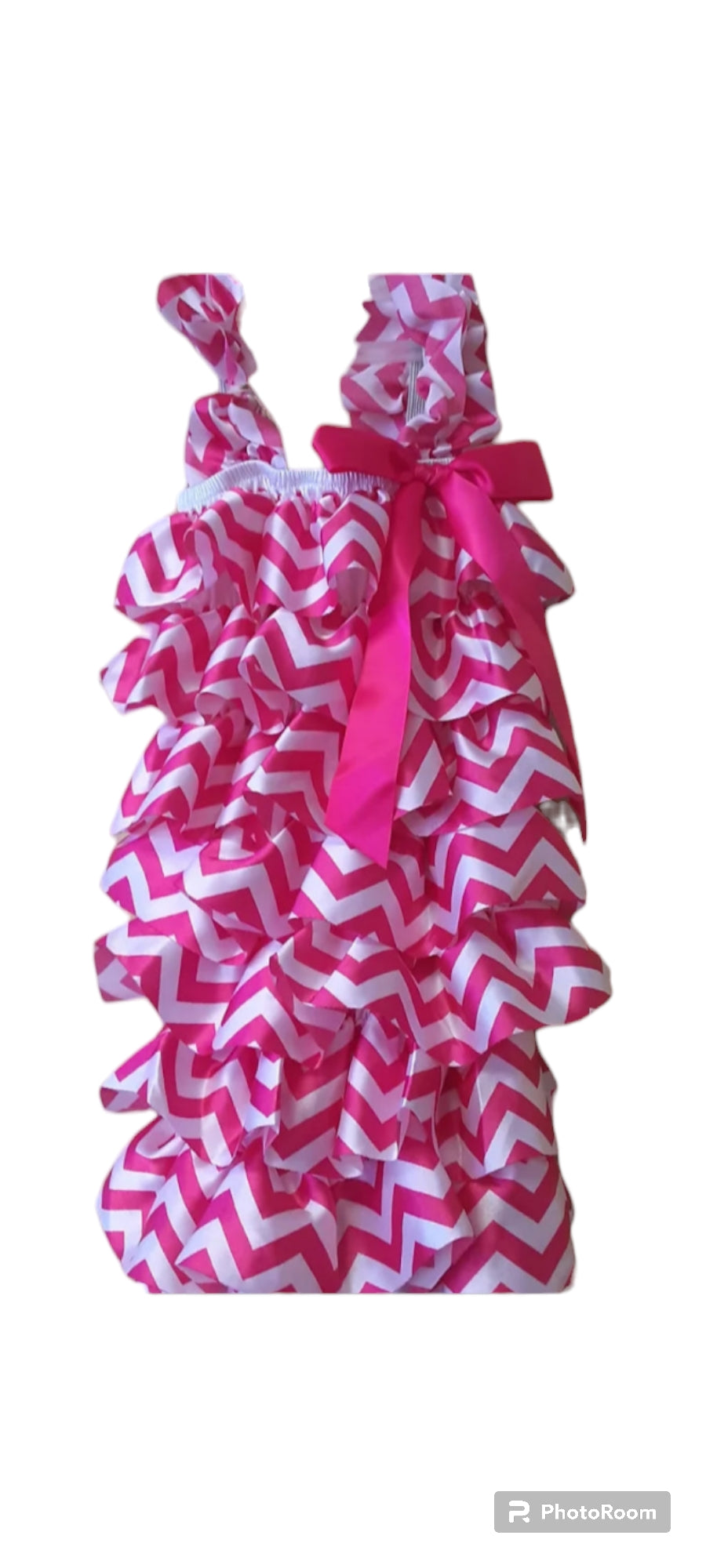 Chevron ruffle rompers