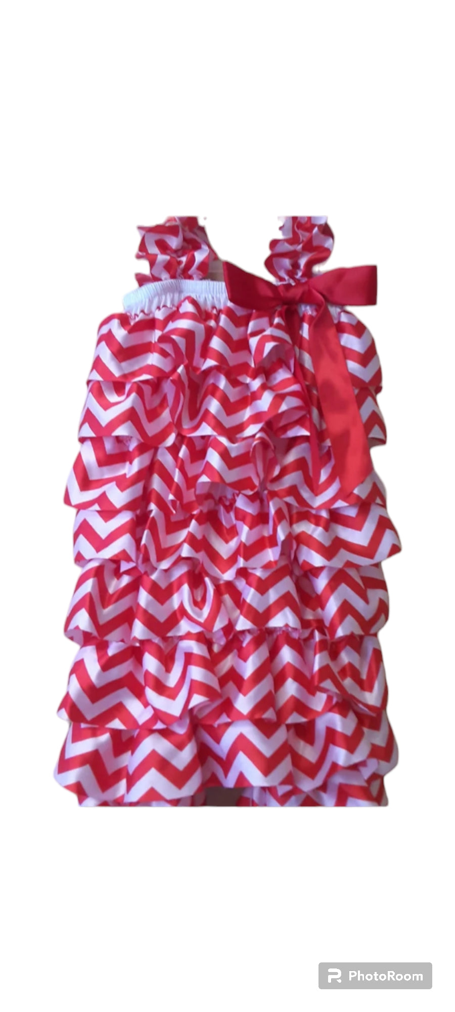 Chevron ruffle rompers