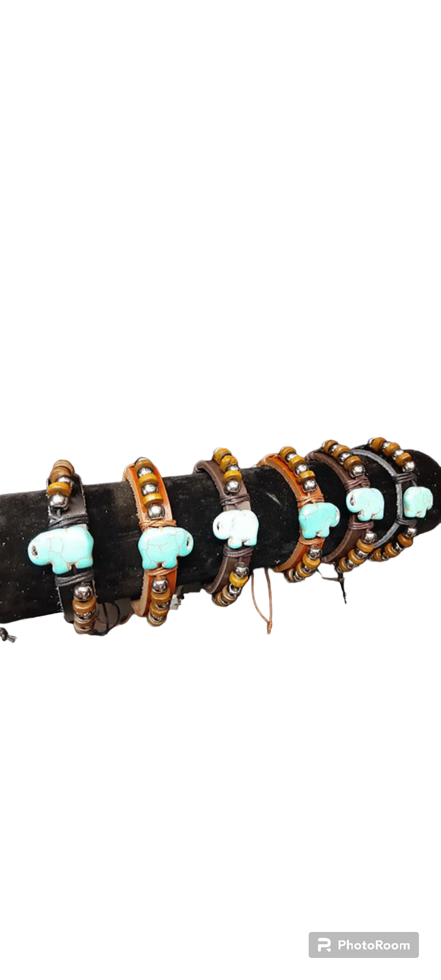EleMyst Wraps — Leather + Turquoise Elephant Charm Bracelets