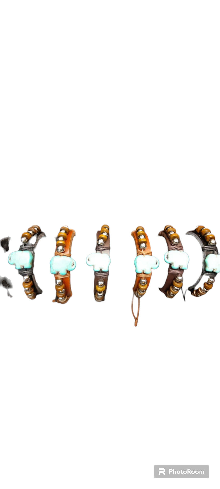 EleMyst Wraps — Leather + Turquoise Elephant Charm Bracelets