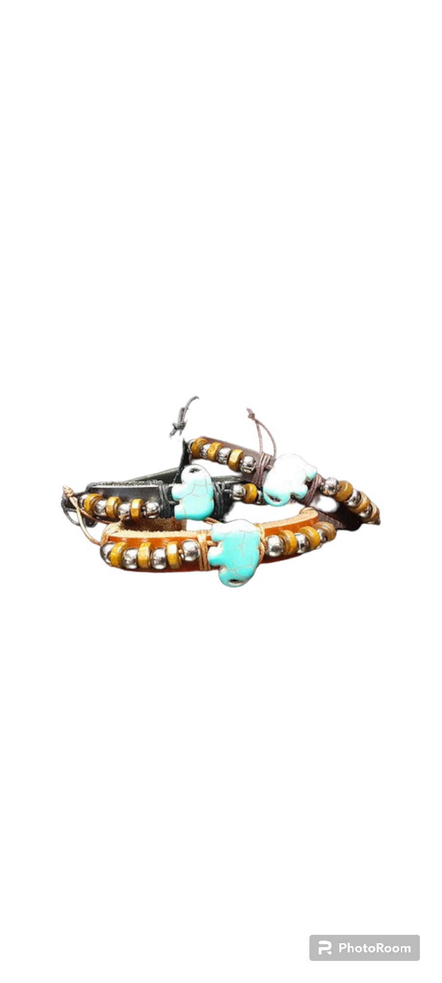 EleMyst Wraps — Leather + Turquoise Elephant Charm Bracelets