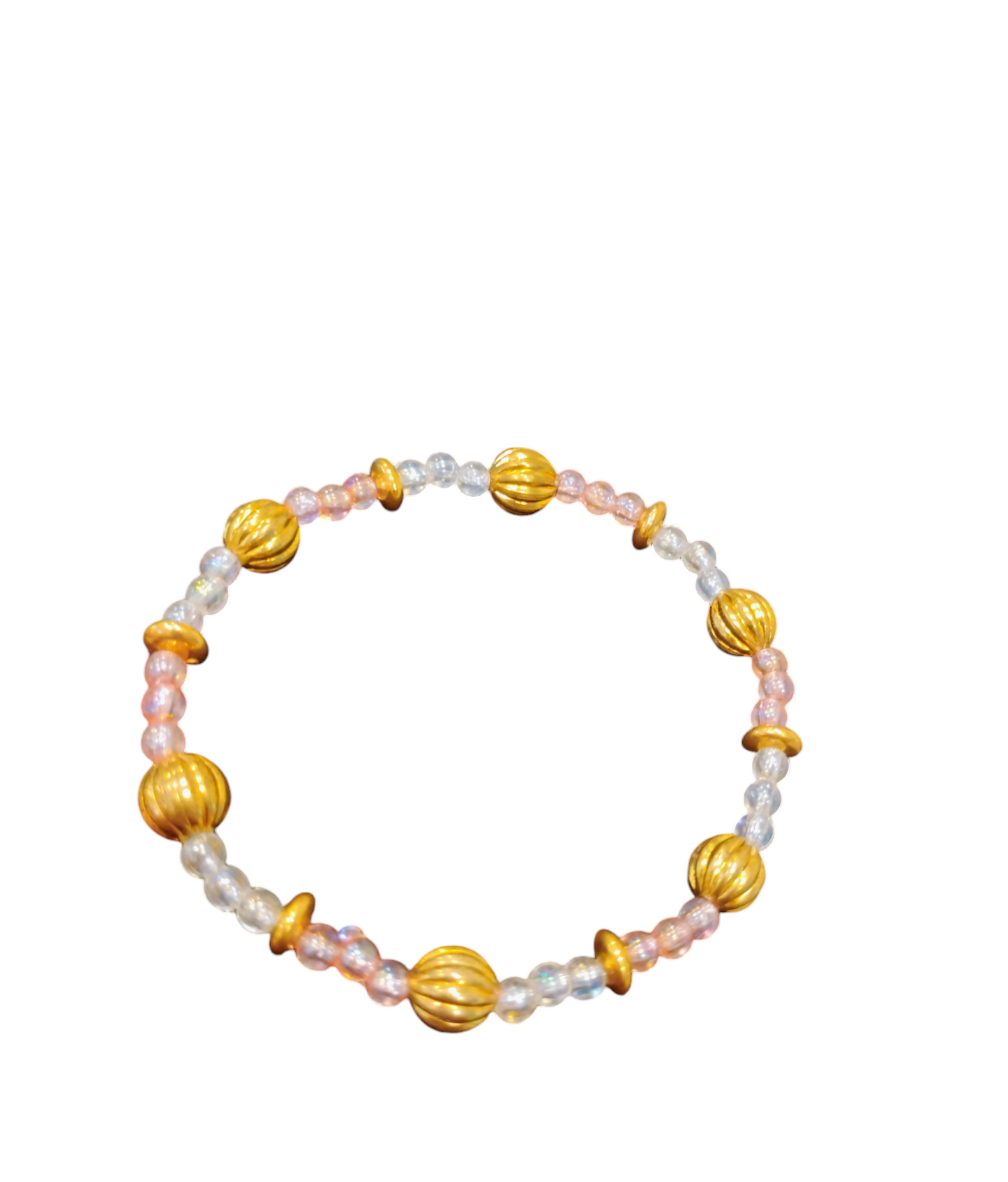 Golden Hour Groove Set - Blush & Gold Beaded Bracelet + Dangly Earrings
