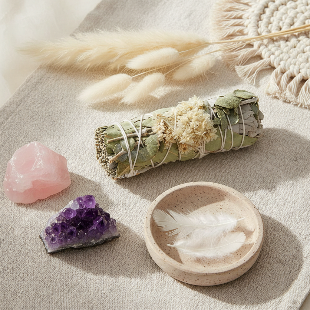 White Sage + Eucalyptus + Floral Bundle – 4" Cleansing Ritual Stick