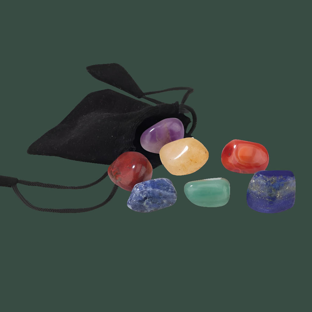 Boho Balance: Velvet Chakra Stone Pouch – 7 Chakra Healing Crystals Set