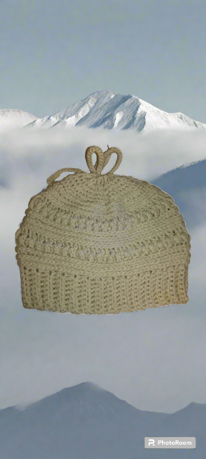Bun Intended β Handmade Crochet Beanie with Top Knot Portal