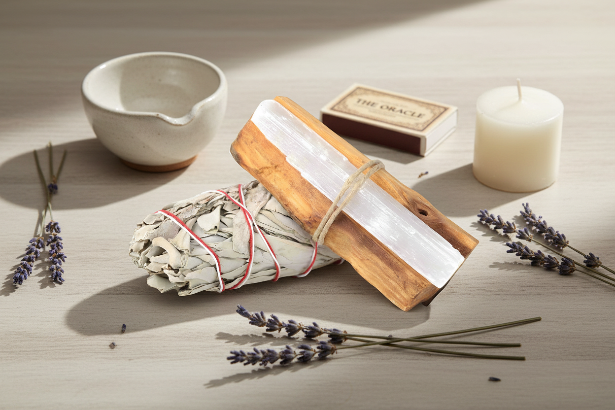 Aura Mender Ritual Bundle – Sage, Palo Santo & Grounding Stone