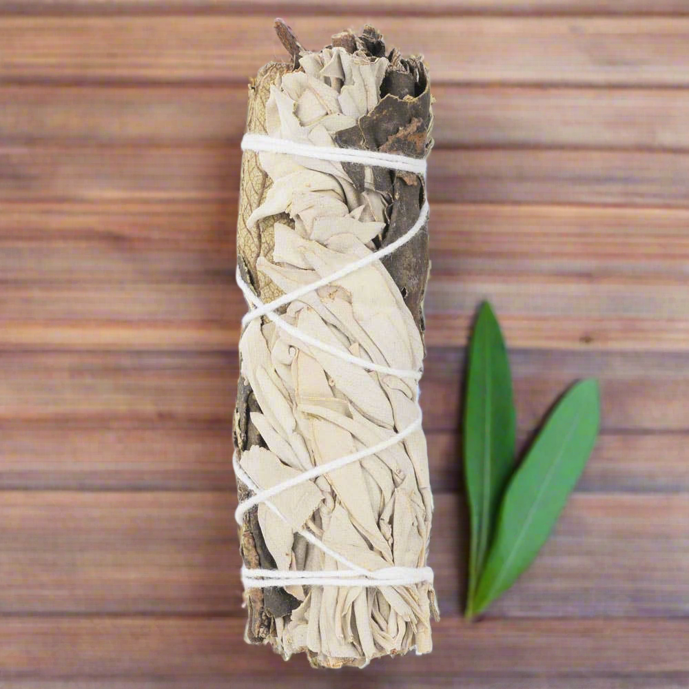 Earth Whisper Smudge Wand -
White Sage + Yerba Santa | 4" Ritual Bundle