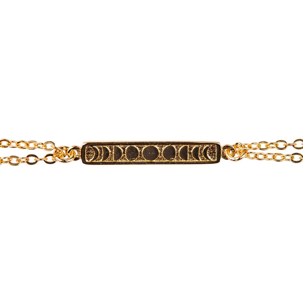 Luna Drift Bracelet™ – Dainty Gold Moon Phase Double Chain