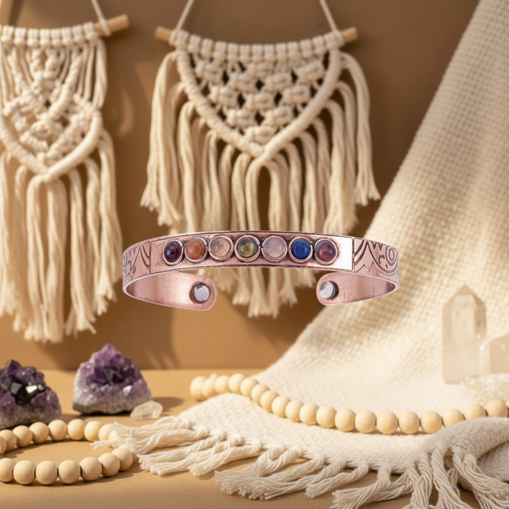 Seven Chakra Copper Bracelet