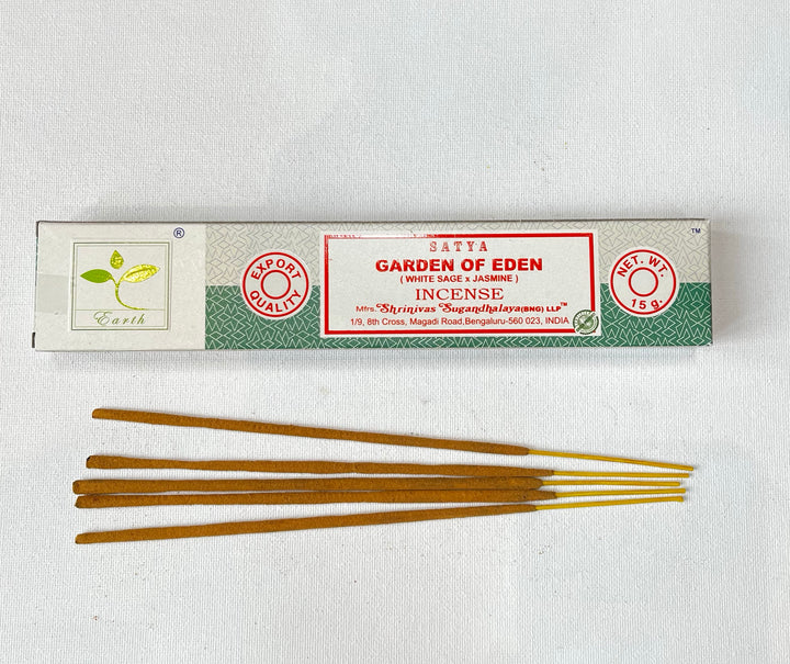 SATYA WHITE SAGE INCENSE STICKS: GARDEN OF EDEN