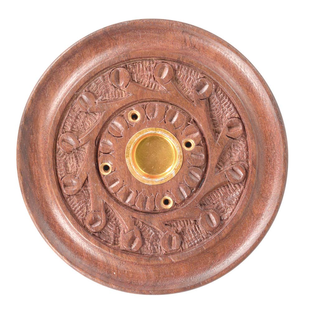 Sacred Smoke Circles – Wooden Incense Burner for Sticks & Cones