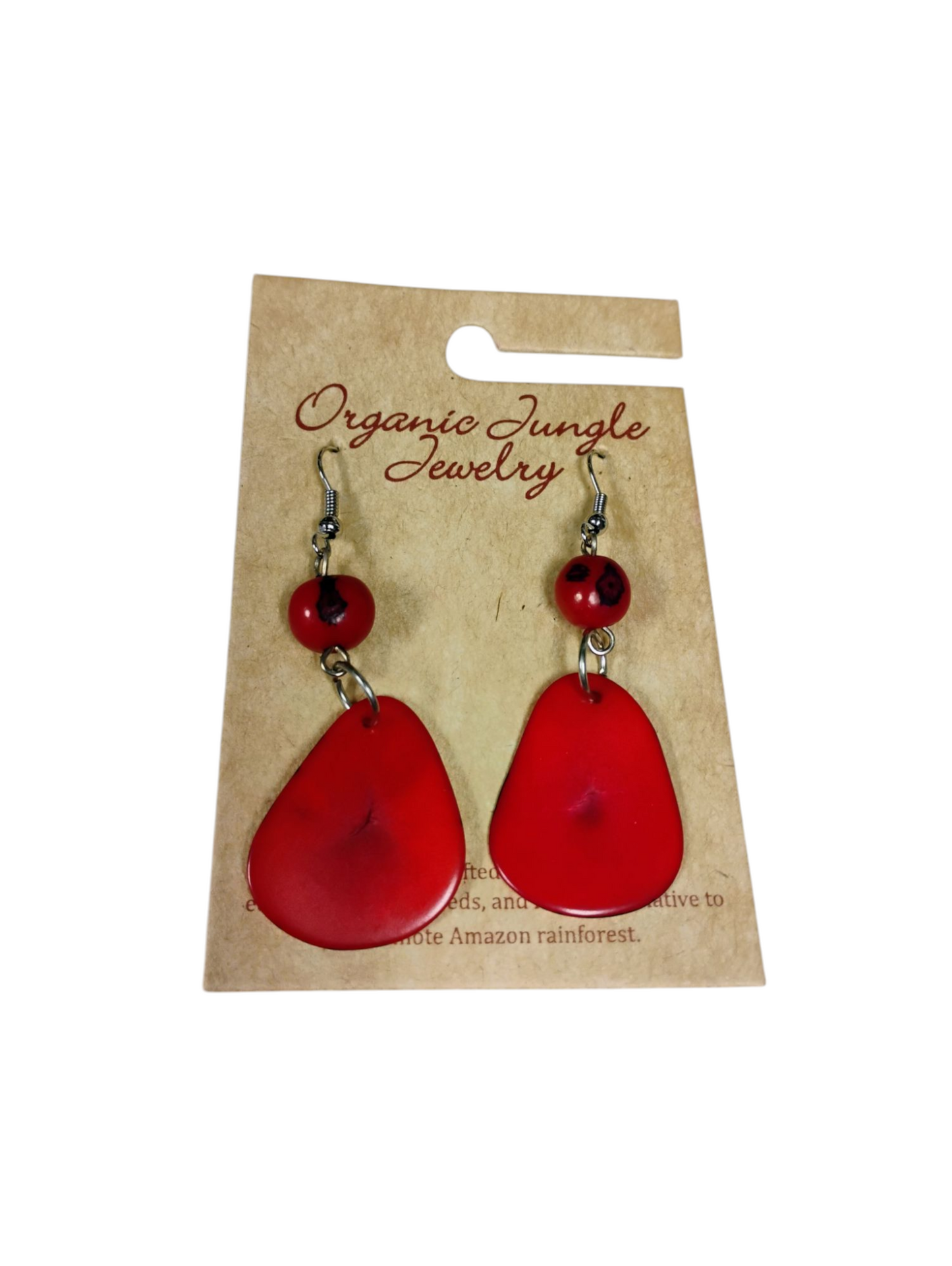 Amazon Tagua Single Slice Earrings Hand Made Peru