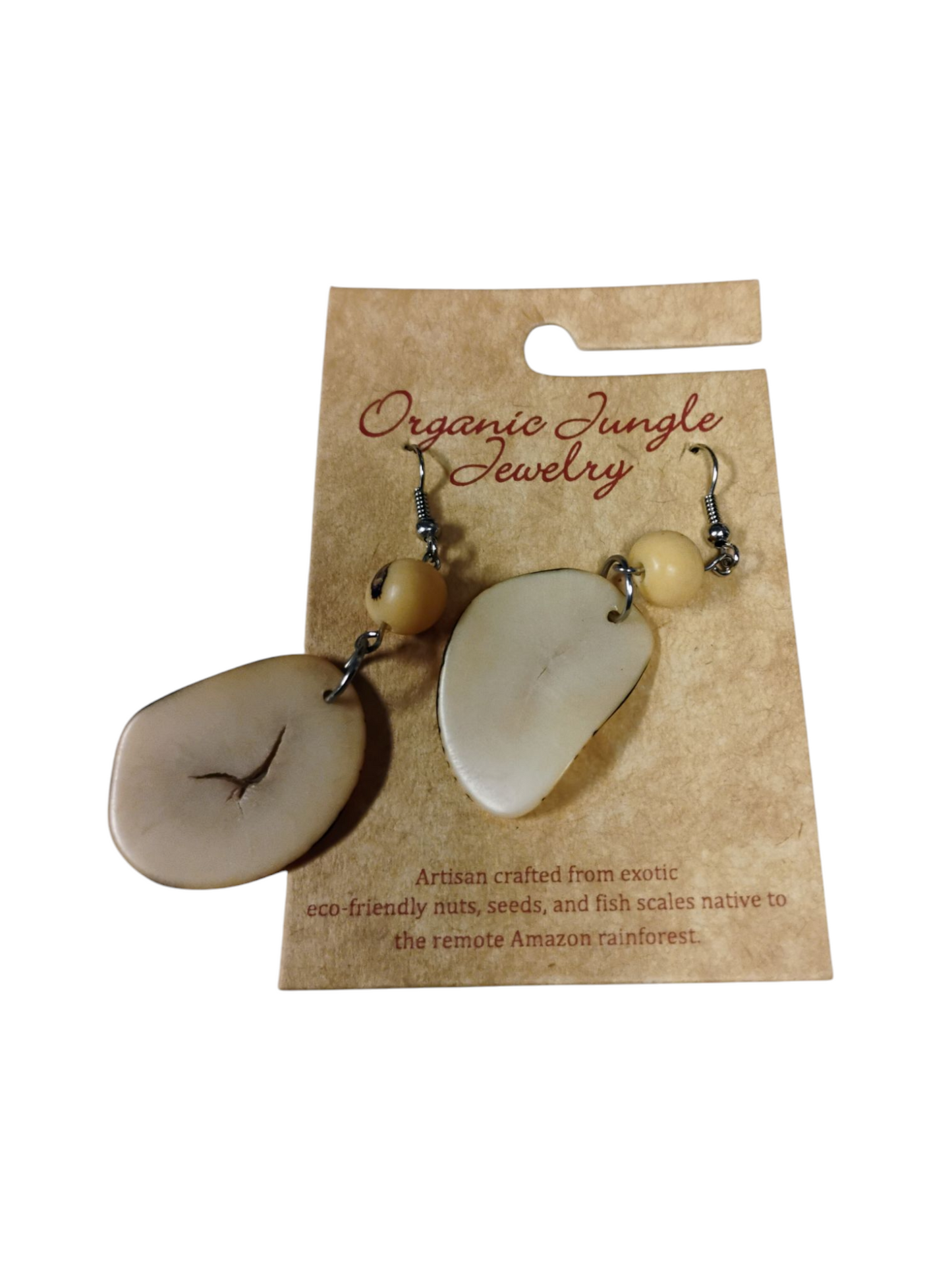 Amazon Tagua Single Slice Earrings Hand Made Peru