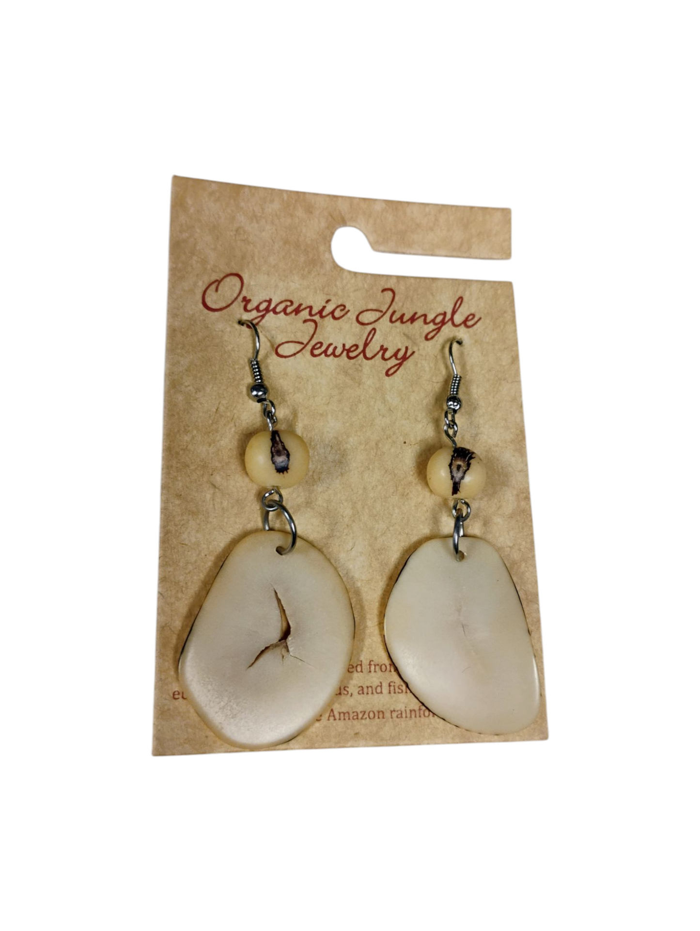 Amazon Tagua Single Slice Earrings Hand Made Peru