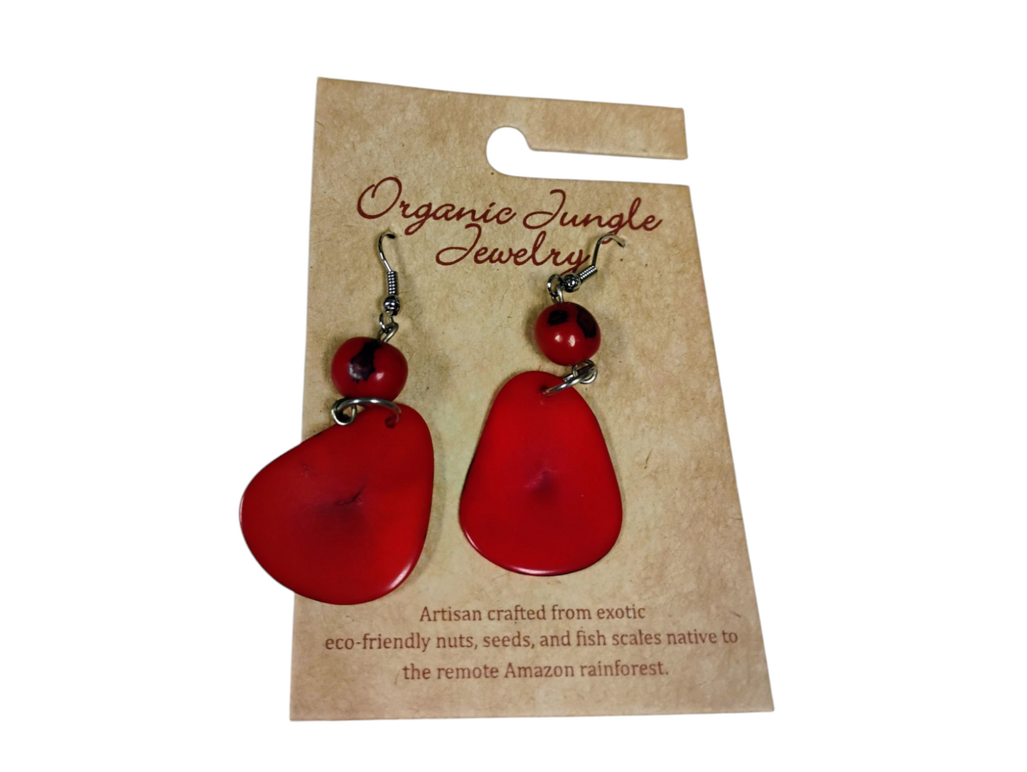 Amazon Tagua Single Slice Earrings Hand Made Peru