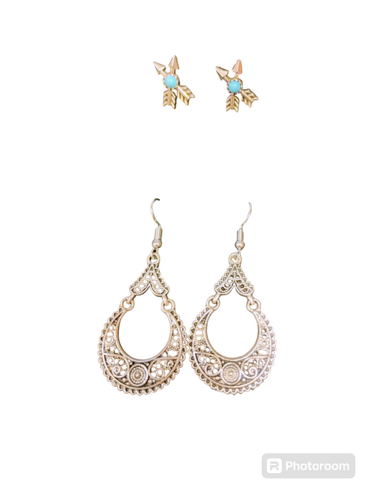 Arrowveil Earring Duo – Tribal. Textured. Trailbound.