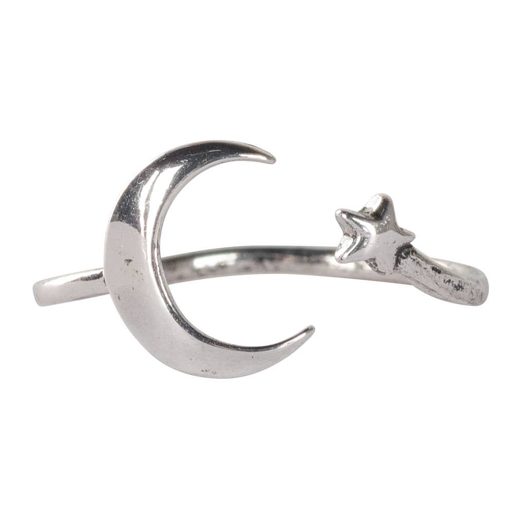 Moon & Star Adjustable Ring