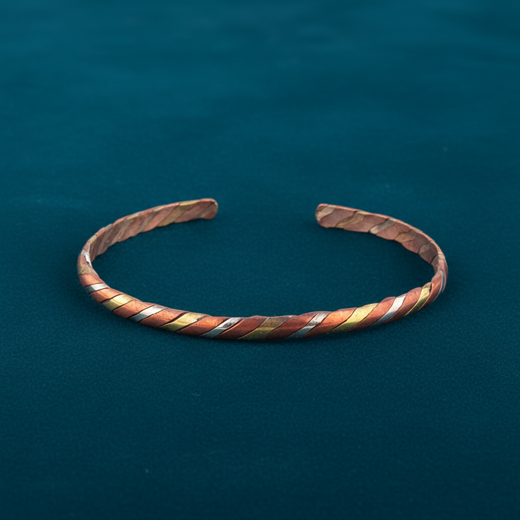 Elemental Flow Cuff™ – Tri‑Metal Spiral Bracelet