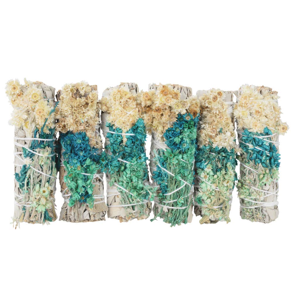 White Sage + Blue Mullein Bundle (3) – 4" Cleansing Ritual Sticks