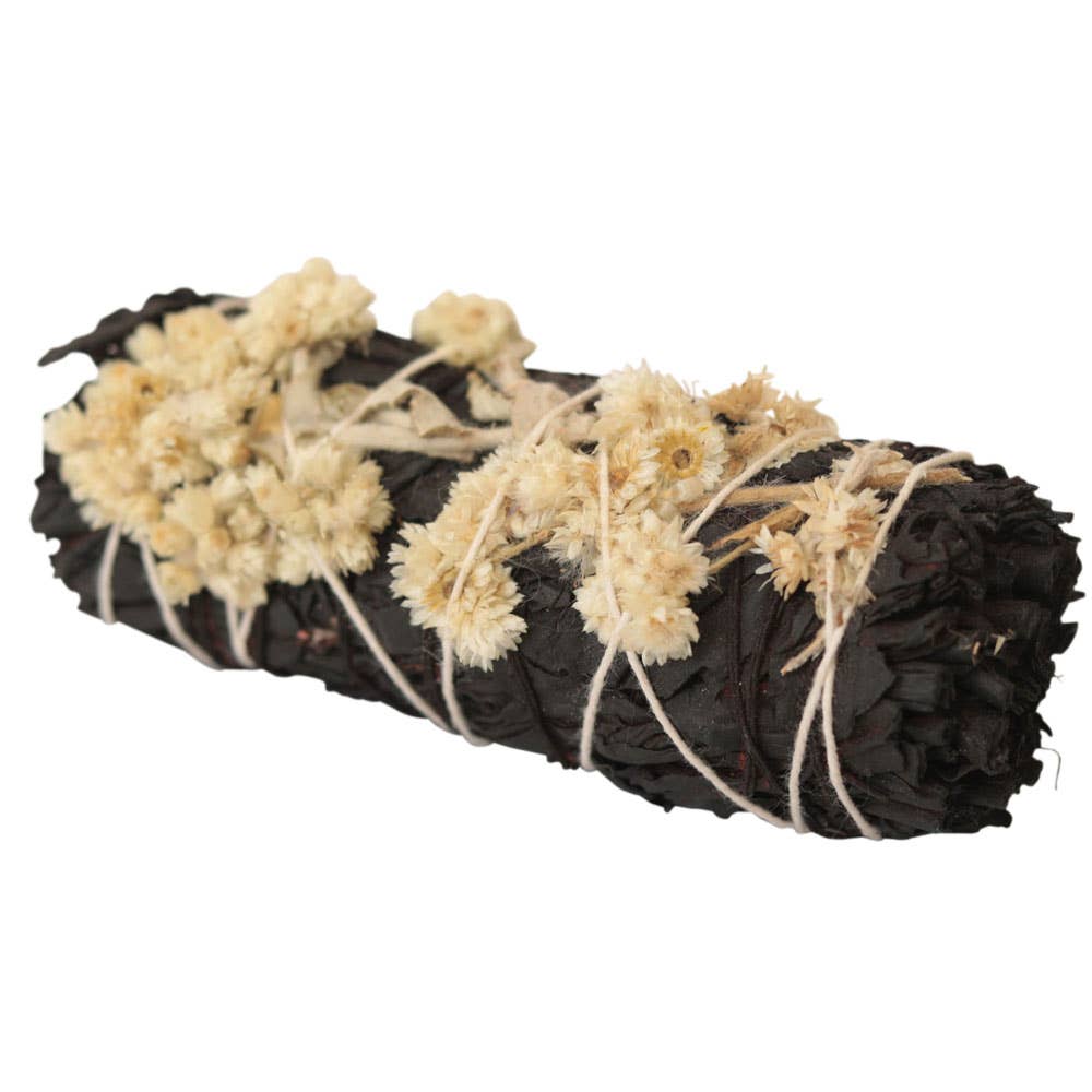 Black + White Sage Floral Bundle – 4" Cleansing Ritual Stick