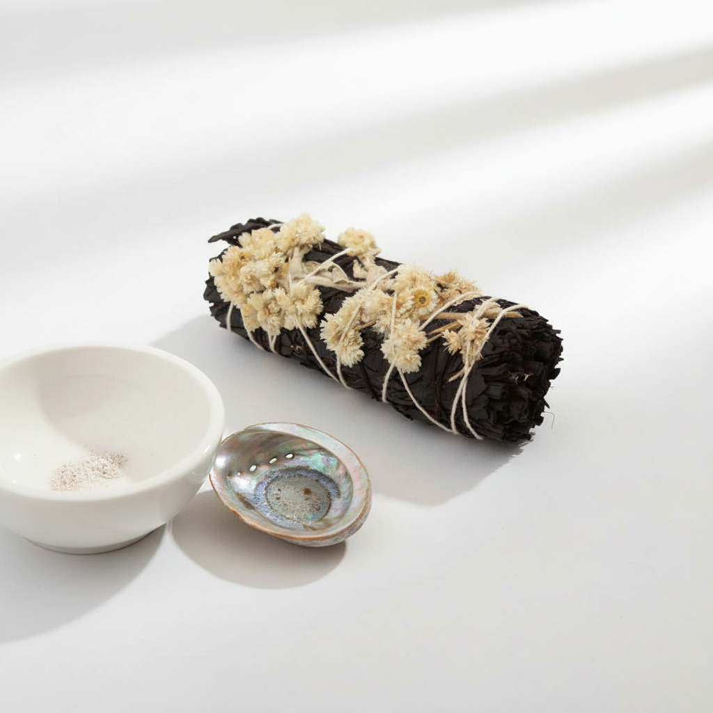 Black + White Sage Floral Bundle – 4" Cleansing Ritual Stick