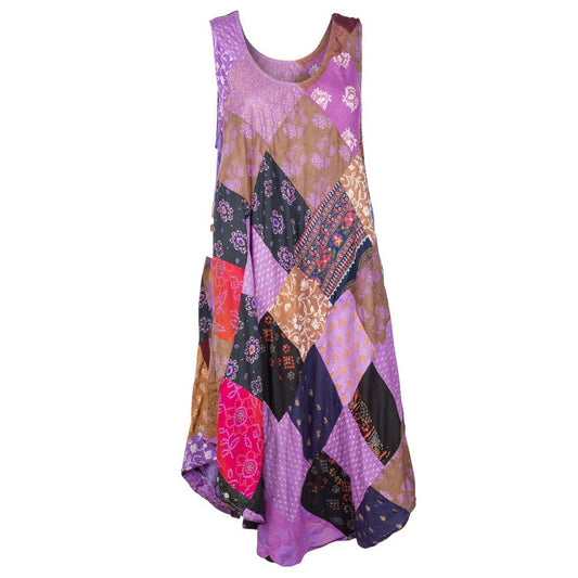 PATCHWORK BEACH COVER-UP COTTON DRESS