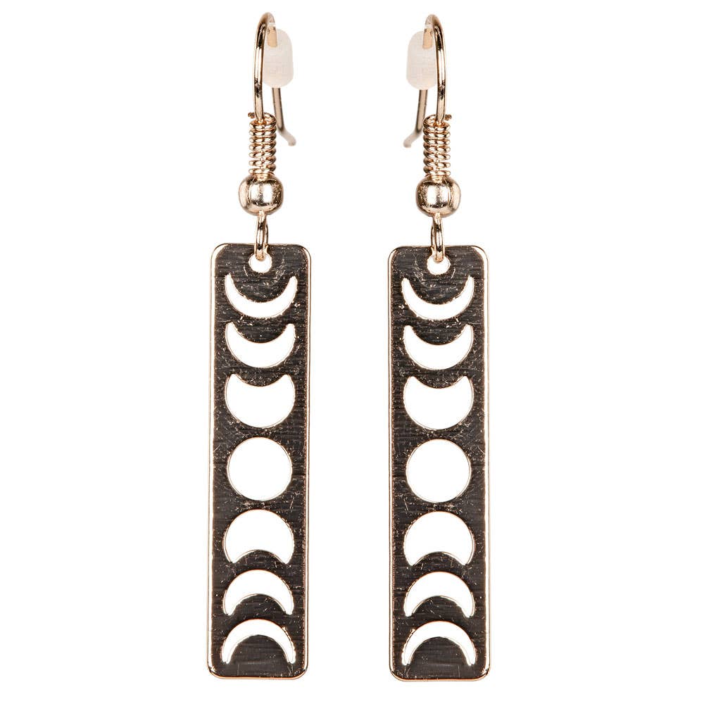 Lunar Glow Phases Earrings™ – Gold Dangle Celestial Set