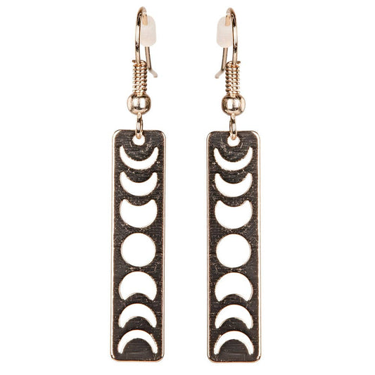 Lunar Glow Phases Earrings™ – Gold Dangle Celestial Set