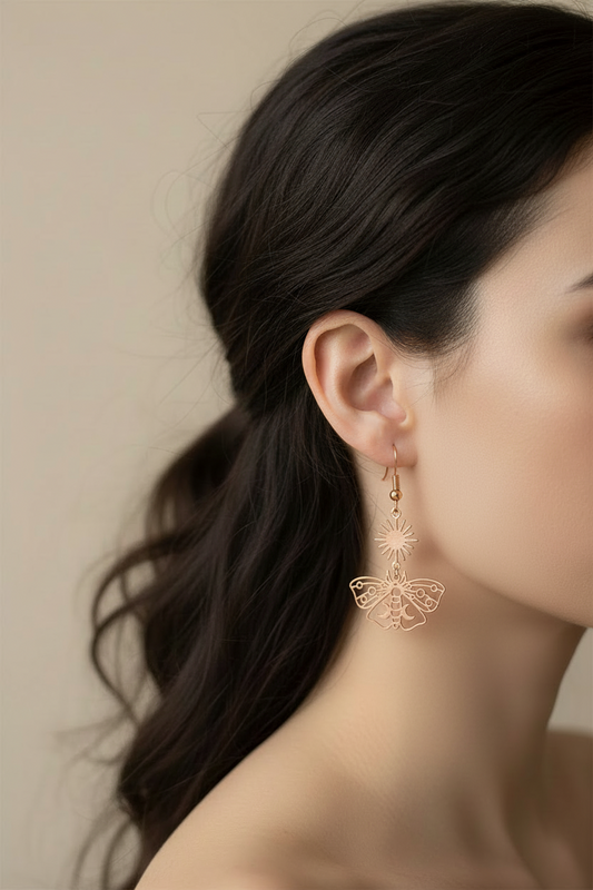 Moth Sun & Moon Earrings