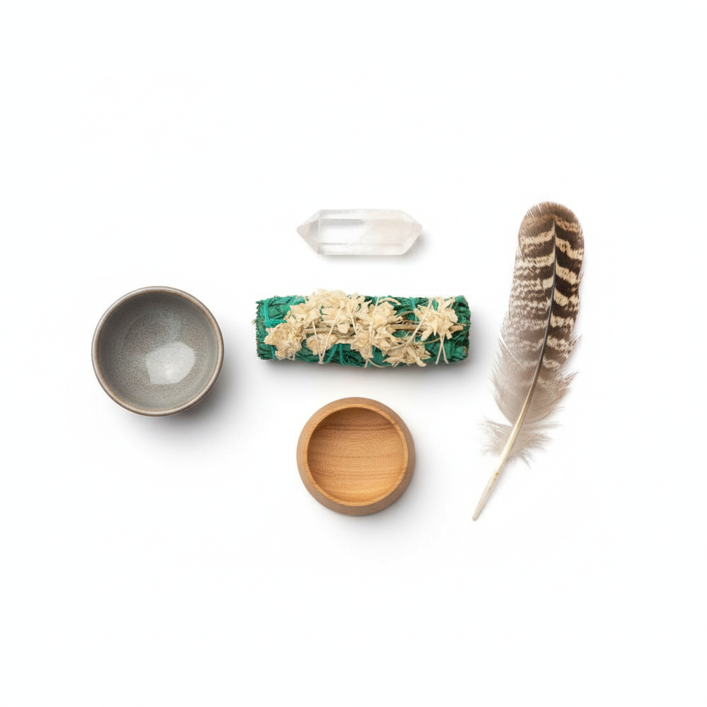 Green White Sage + White Flower Bundle – 4" Cleansing Ritual Stick