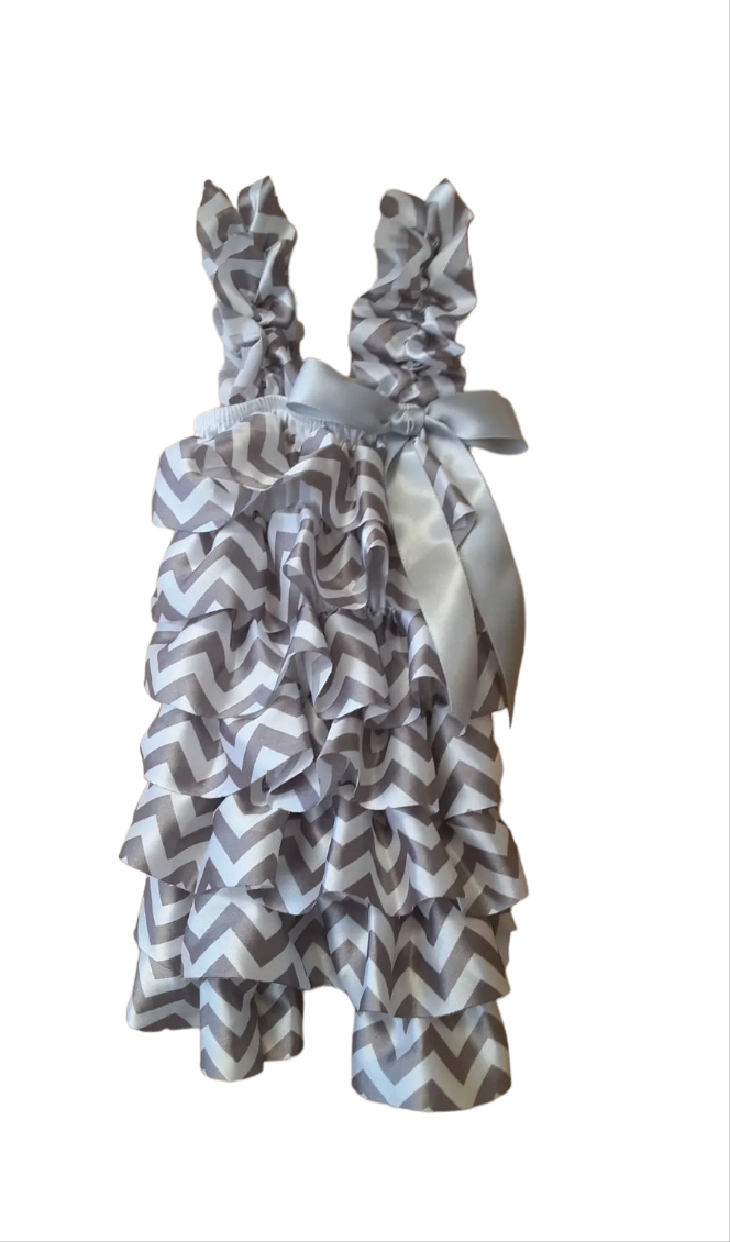 Grey Chevron Petti Romper