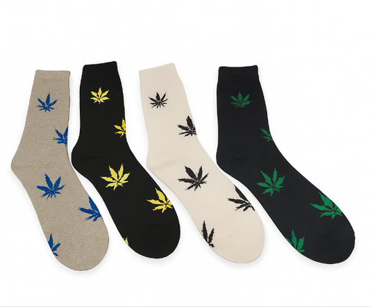 Toe-ke Up – Men’s Tall Leaf Print Crew Socks