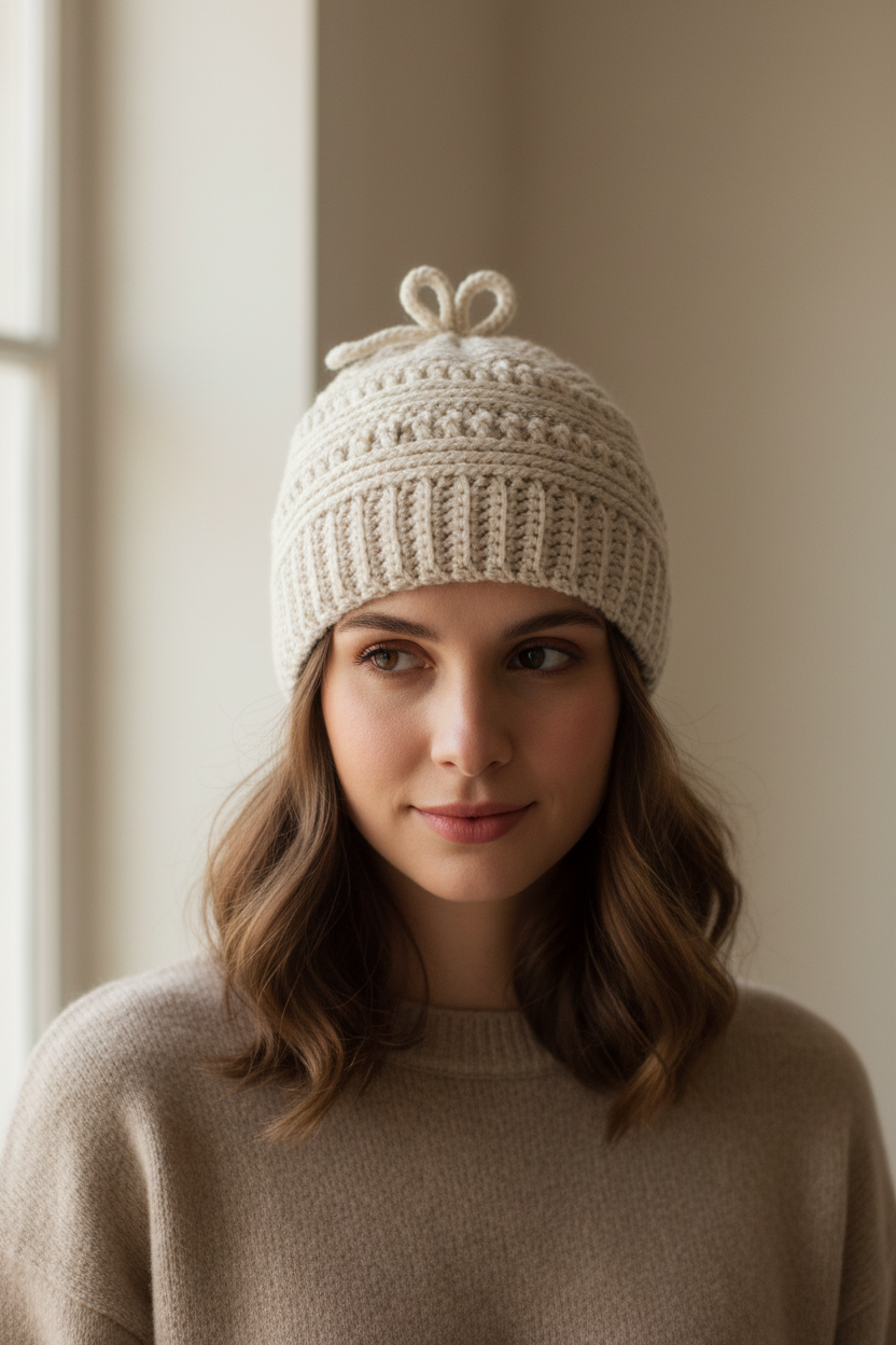 Bun Intended – Handmade Crochet Beanie with Top Knot Portal