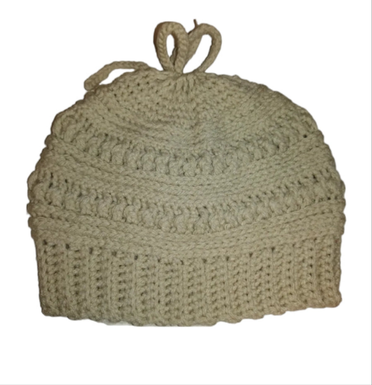 Bun Intended – Handmade Crochet Beanie with Top Knot Portal