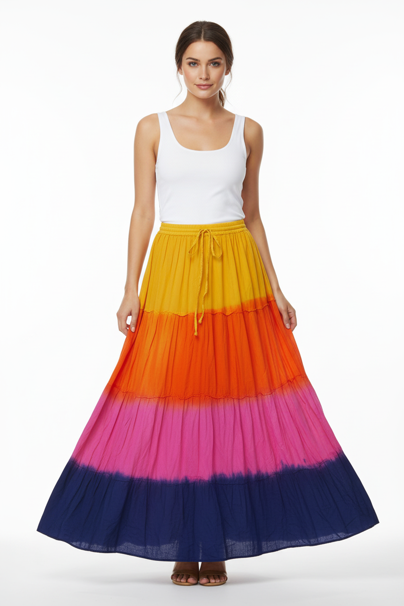 “Good Vibes Gypsy Skirt” — Crinkle, Color, and Cosmic Flow