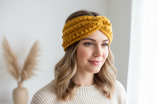 Twist of Sun™ – Golden Crochet Ear Hugger