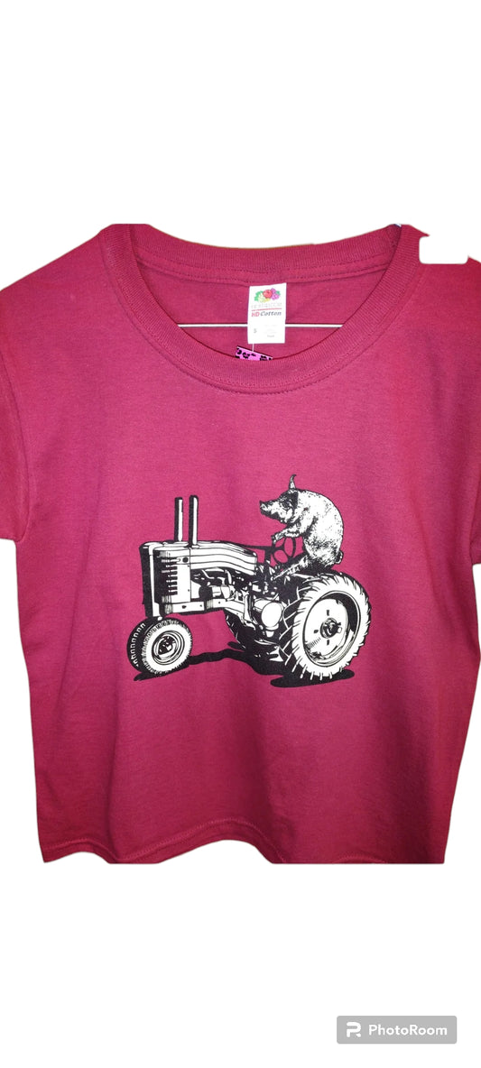 Kids Pig on a Tractor Tee