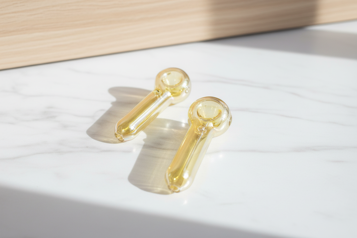 Golden Hour Glow – Gold-Fumed Glass Pipe