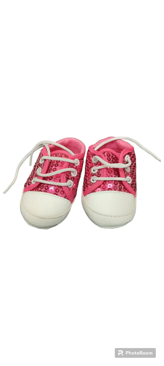 Pink sequin baby shoes