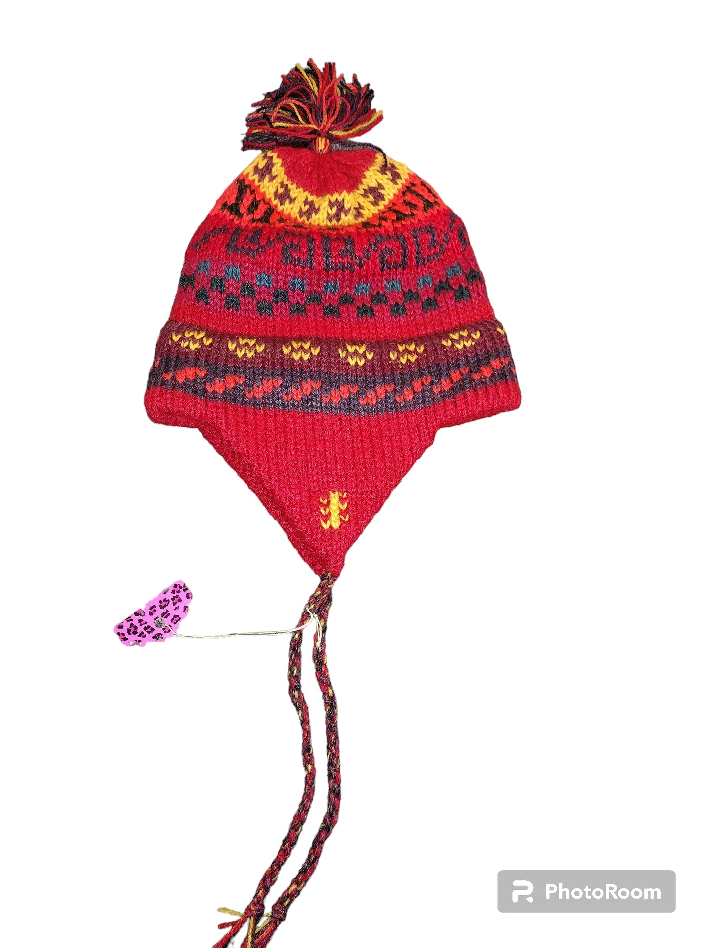 Heavy Knit Striped Geometric Chullo Hat Alpaca Cap