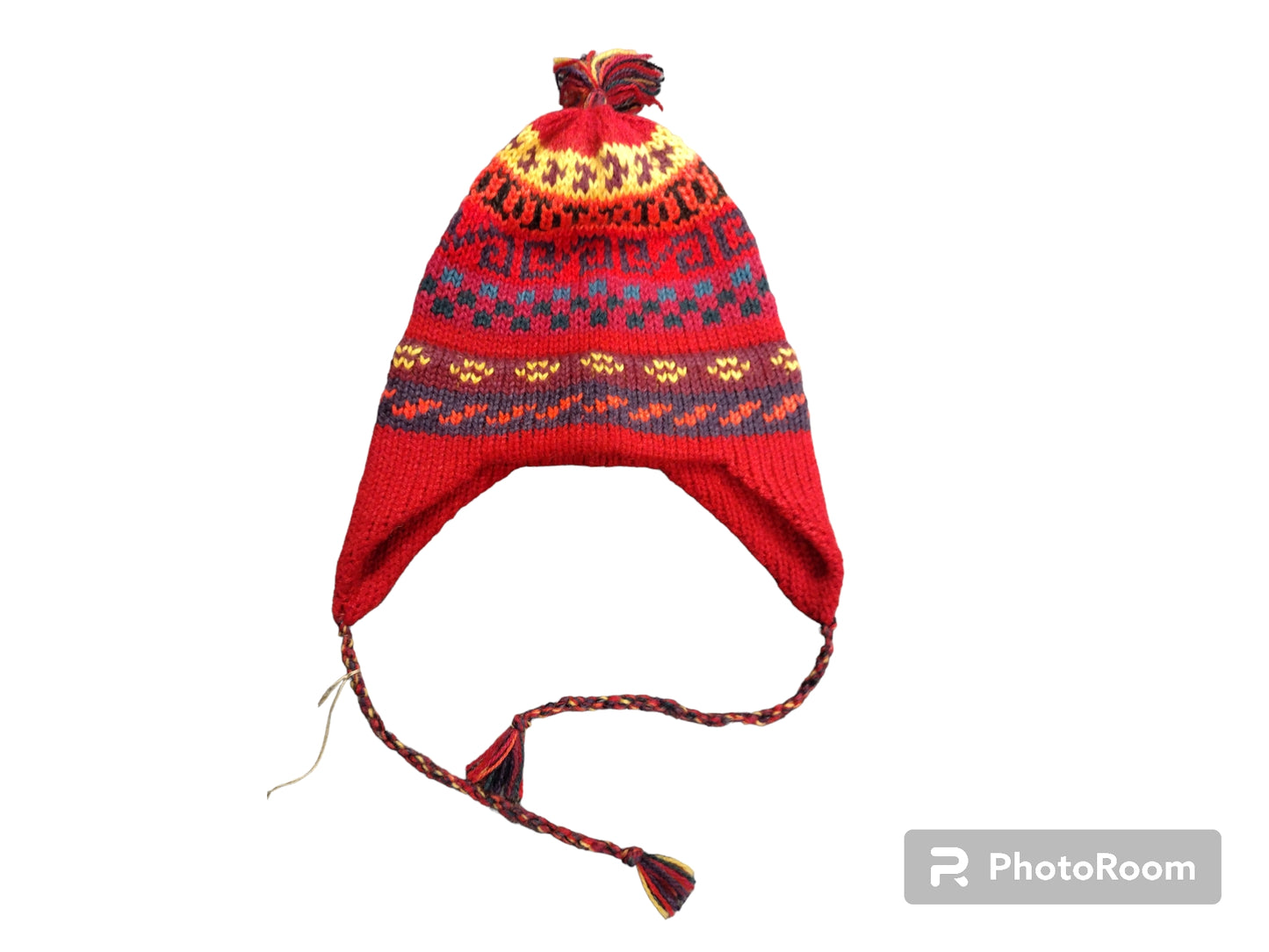 Heavy Knit Striped Geometric Chullo Hat Alpaca Cap